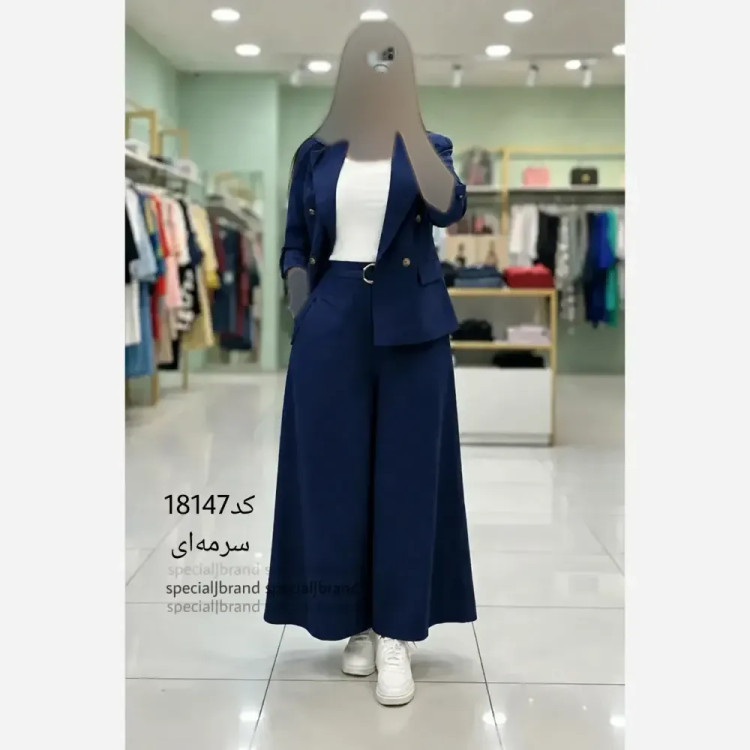 ست کت و دامن شلواری زنانه لینن سارا