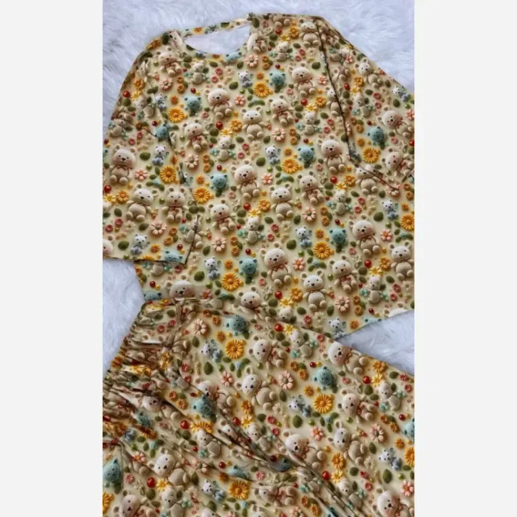 ست تیشرت شلوار راحتی سه بعدی قواره بزرگ پنبه گیاهی