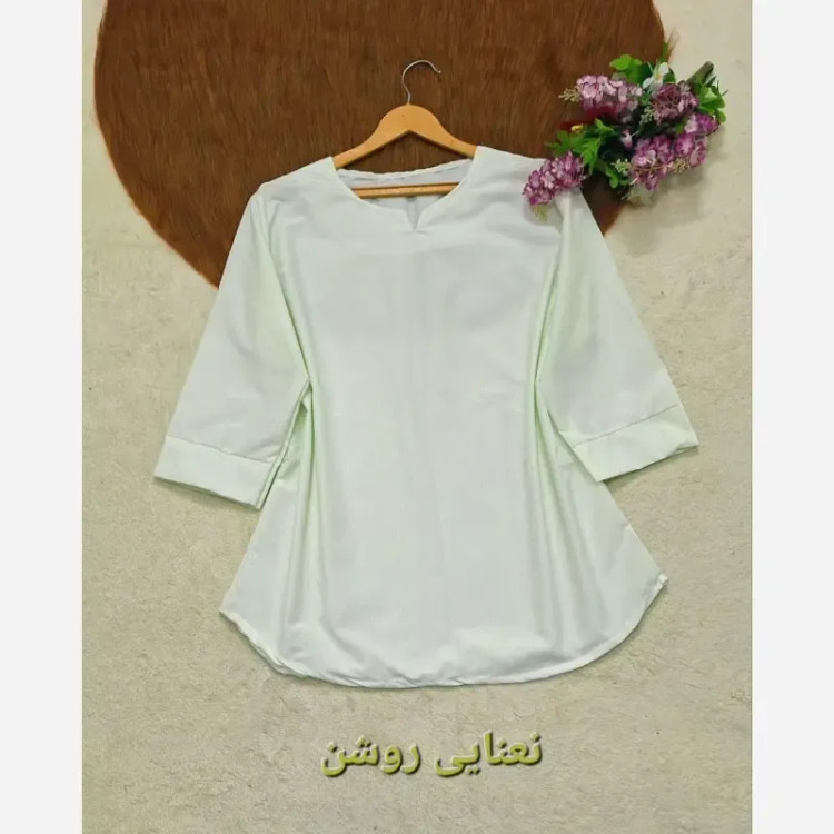 شومیز نخی ساده و دیپلمات یقه کوبایی فری سایز زنانه