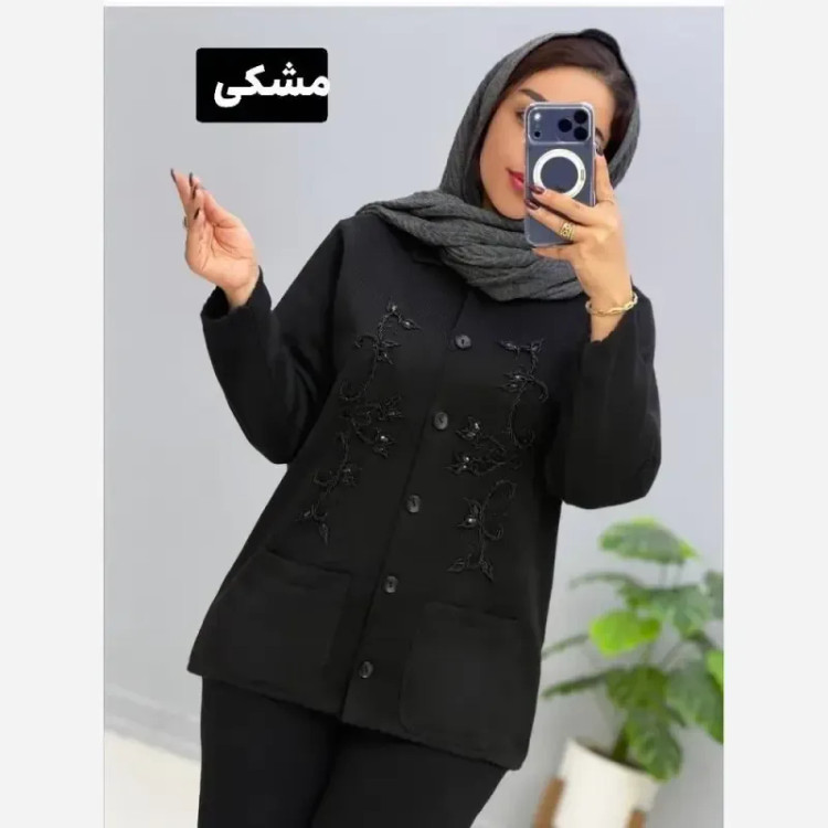 ژاکت بافت ملیله دوزی زنانه مهرانا فری سایز