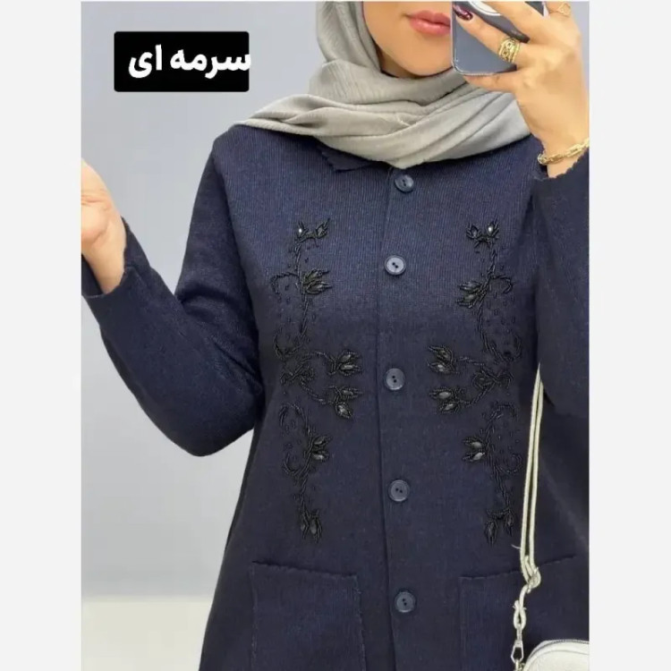 ژاکت بافت ملیله دوزی زنانه مهرانا فری سایز
